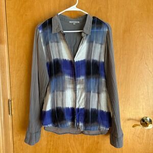 People Like Frank Women's Blue Gray Button Down Long Sleeve‎ Shirt Size 10